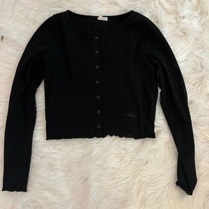 cotton on black button up top with lettuce edge